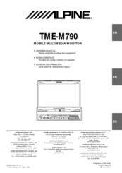 Alpine TME-M790 Owner's Manual