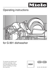 Miele G 891 Operating Instructions Manual
