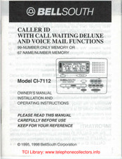 BellSouth Cl-7112 Owner's Manual Installation And Operating Instructions
