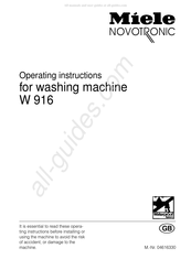 Miele W 916 Operating Instructions Manual