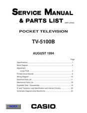 Casio TV-5100B Service Manual & Parts List