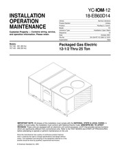 American Standard YC 100B Series Installation Operation & Maintenance