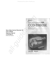 Sony CCD-TR805E Operation Manual
