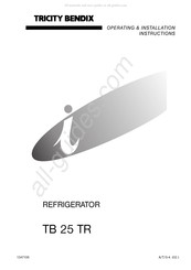 Tricity Bendix TB 25 TR Operating & Installation Instructions Manual