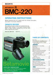 Sony BETAMOVIE BMC-220 Operating Instructions Manual