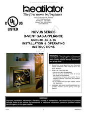 Heatilator NOVUS series Installation & Operating Instructions Manual
