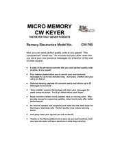 Ramsey Electronics CW-700 Manual