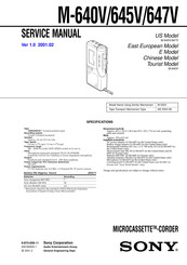 Sony M-640V - Microcassette Recorder Service Manual