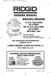 RIDGID WD1635 Owner's Manual