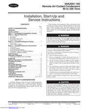 Carrier 09AZ091-182 Installation, Start-Up And Service Instructions Manual