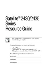 Toshiba Satellite 2435 Series Resource Manual