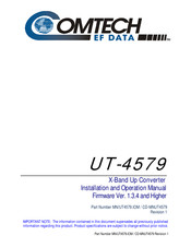 Comtech EF Data UT-4579 Installation And Operation Manual