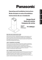 Panasonic FV-36RLQL1 Operating And Installation Instructions