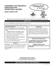 Vermont Castings OD30CFLN/P Installation And Operation Instructions For