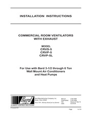 Bard CRVP-5 Installation Instructions Manual