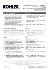 Kohler SAN MARTINE K-5503T-TFC1 Installation Instructions Manual