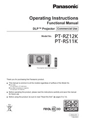 Panasonic PT-RS11KEJ Operating Instructions Manual