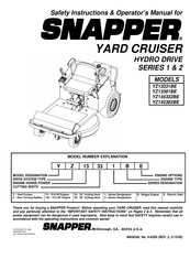 Snapper YARD CRUISER YZ13331BE Safety Instructions And Operator's Manual