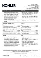 Kohler ADAIR K-5171T-M Installation Instructions Manual