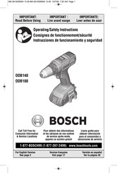 Bosch DDB180 Operating/Safety Instructions Manual