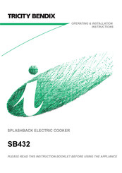 Tricity Bendix SB432W Operating & Installation Instructions Manual