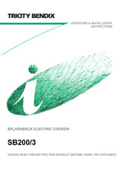 Tricity Bendix SB200/3W Operating & Installation Instructions Manual