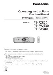 Panasonic PT-FX500 Operating Instructions Manual