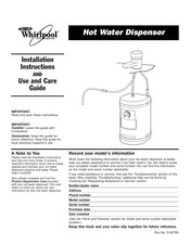 Whirlpool HD1000XSW7 Installation Instructions And Use & Care Manual