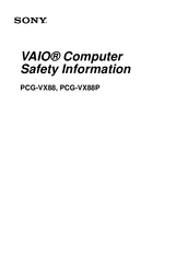 Sony VAIO PCG-VX88P Safety Information Manual