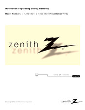 Zenith H27E44DTOM Installation / Operating Manual | Warranty
