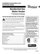 Whirlpool 50T12-40NG Installation Instructions And Use & Care Manual