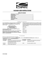 Estate ETW4300TQ0 User Instructions