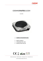 Rotel COOKINGPLATES1113CH Instructions For Use Manual