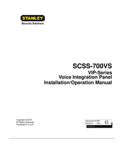Stanley SCSS-700VS Installation & Operation Manual