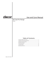 Dacor HGR30 Series Use And Care Manual