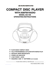 Durabrand CD-109 Operating Instructions Manual