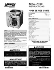 Lennox HP21 Installation Instructions Manual