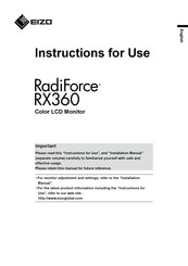 Eizo RadiForce RX360-BK Instructions For Use Manual