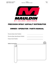 Calder Brothers Mauldin Precision Spray Owner/Operator & Parts Manual