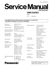 Panasonic DMR-EX85EC Service Manual