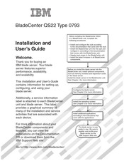 IBM QS22 - BladeCenter - 0793 Installation And User Manual