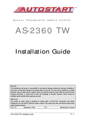 Autostart AS-2360TW Installation Manual