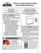 Empire Comfort Systems White Mountain Hearth DVCX42FP91K-3 Installation Instructions And Owner's Manual