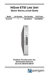 Pairgain HiGain ELU-819 Quick Installation Manual