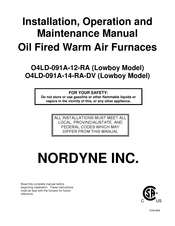 Nordyne O4LD Installation, Operation And Maintenance Manual
