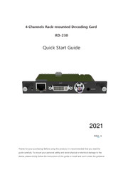 Adcom RD-230 Quick Start Manual