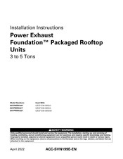 Trane Power Exhaust Foundation BAYPWRX322 Installation Instructions Manual