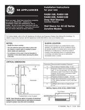 Ge RAB8116B Installation Instructions Manual