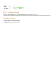 Cisco Meraki MR78 Installation Manual