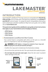 Humminbird LAKEMASTER APEX G3 Quick Start Manual